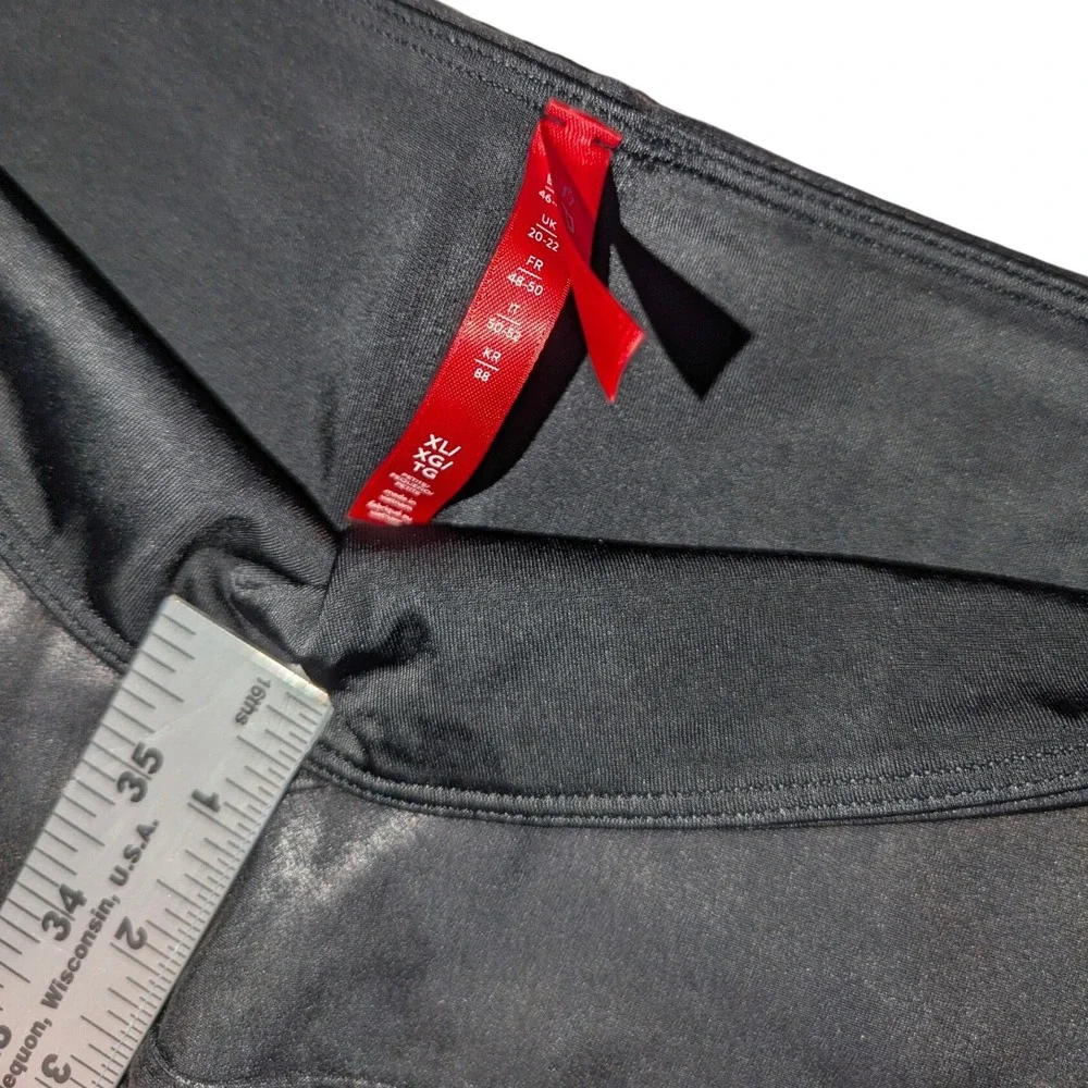 Spanx Faux Leather Leggings Black High Waisted Slimming Chic Womens XL 2437Q NEW
